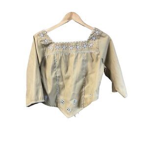 Passport Size Medium (M) BOHO Laced Crop Top Tan